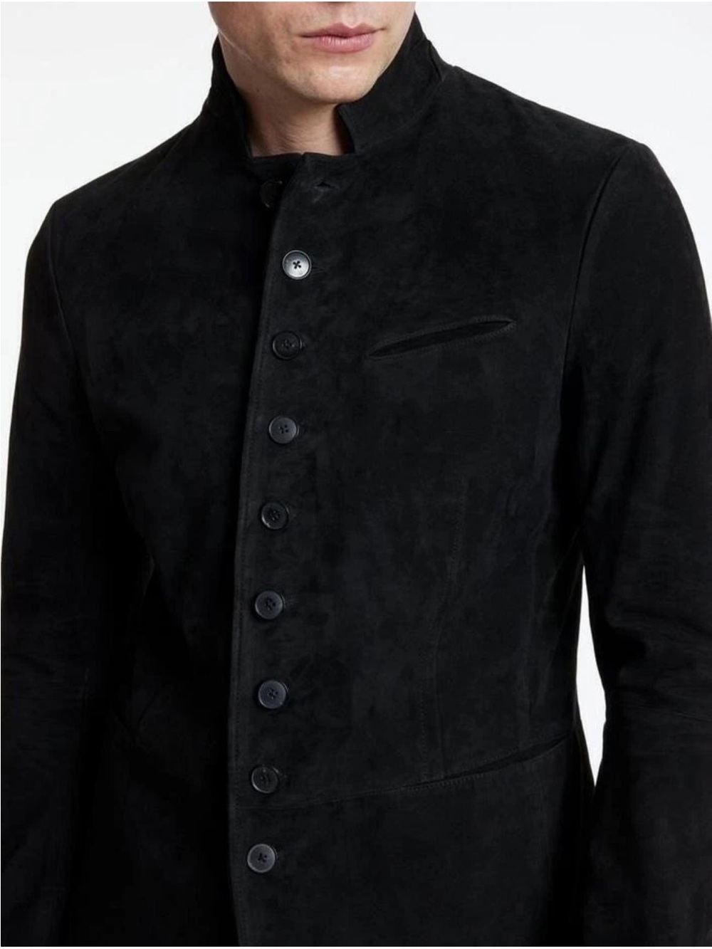 Men's 100% Black Suede genuine, leather Button jacket
